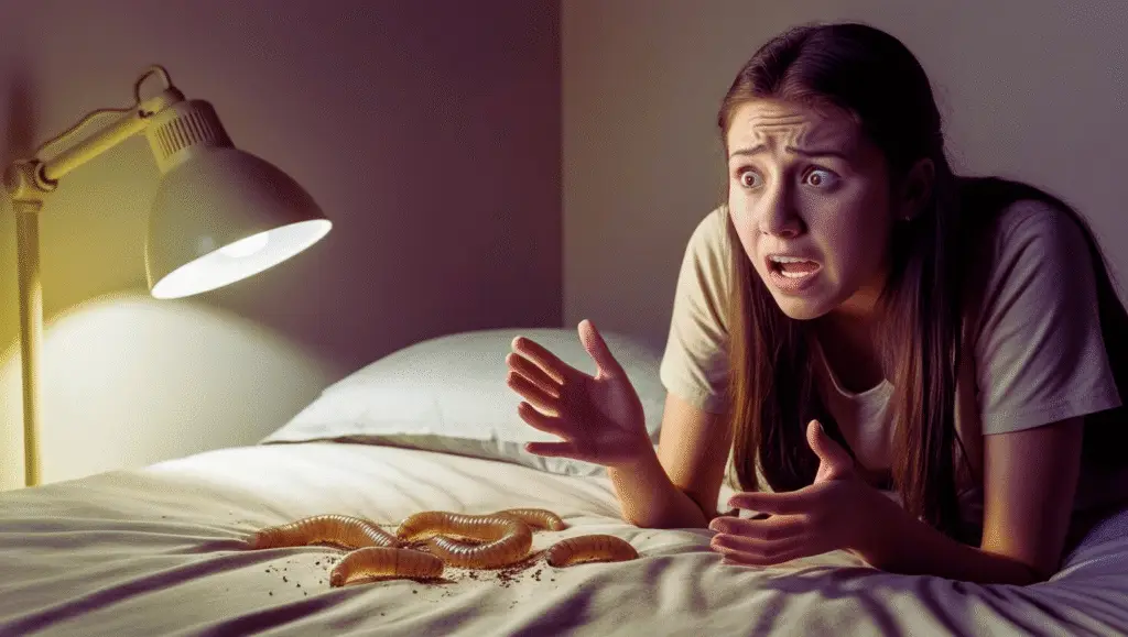 proglottids tapeworm on the bed