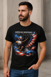 Man wearing Eagle tshirt .