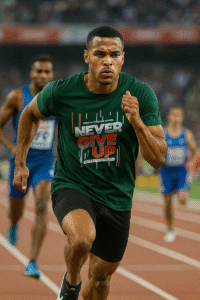 Never give up tshirt on a race