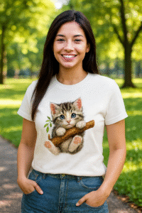 girl-wearing-white-kitten-tshirt